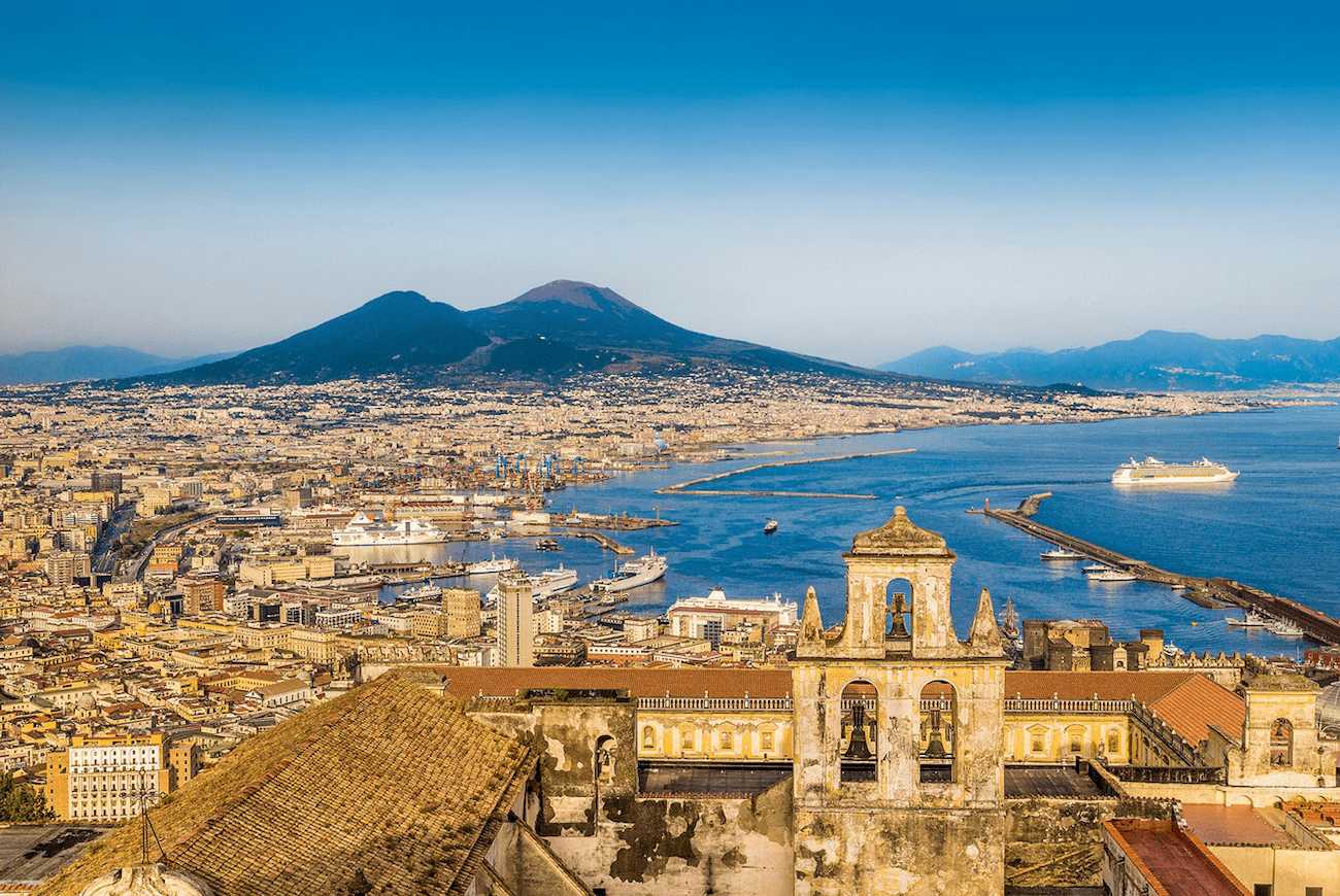 View of Naples with Mount Vesuvius in the distance