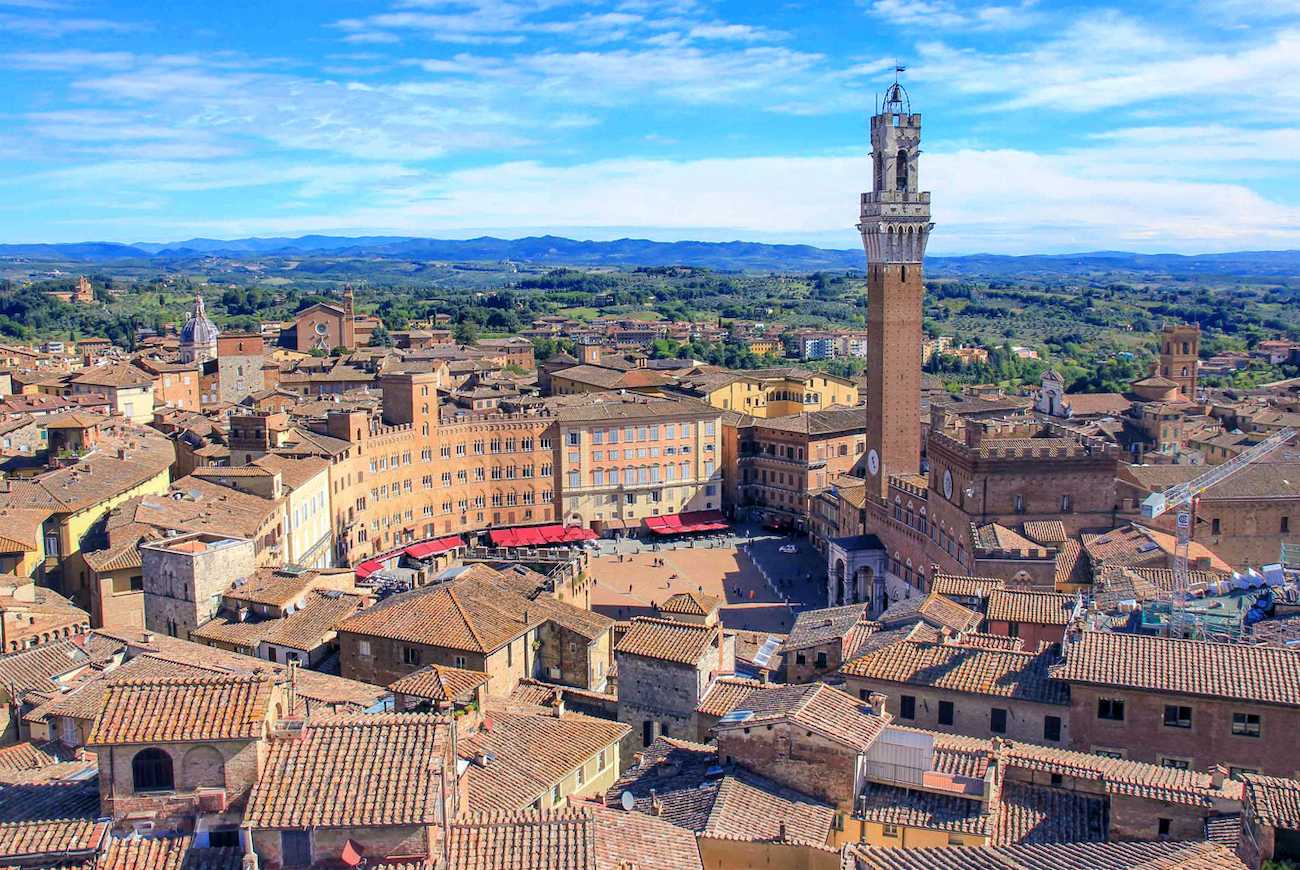 Aerial view with Torre del Mangia